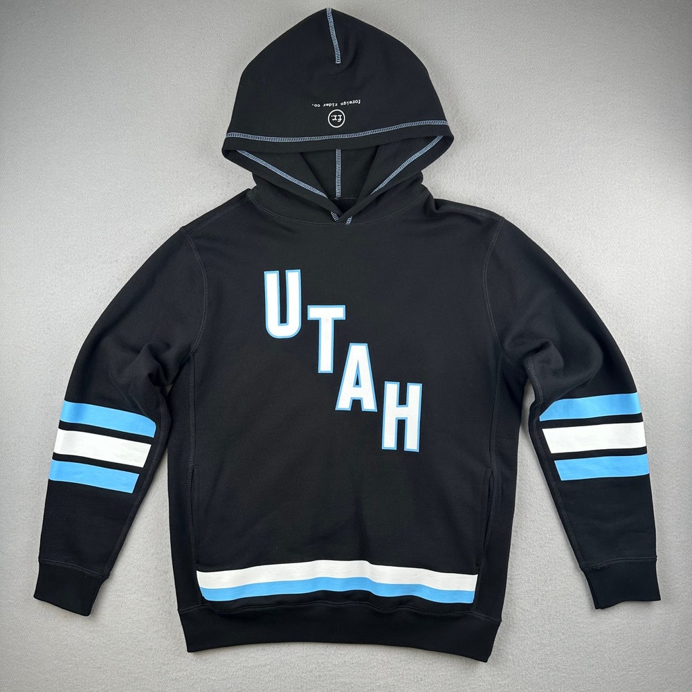 Foreign Rider Co Utah Hockey Pullover Hoodie Mens Medium Black Heavyweight NHL